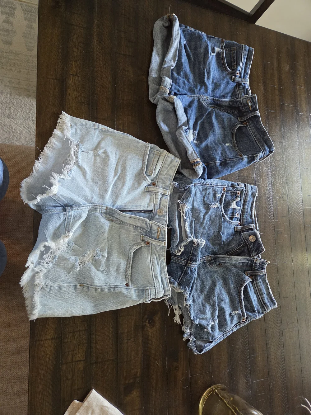 3-Pack Distressed Denim Shorts Set - Blue Shades